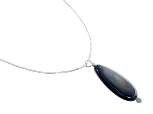 Abalone Shell Sterling Silver Box Chain Pendant Necklace X10253